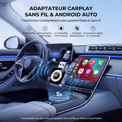Adaptateur CarPlay sans fil 4-en-1 (Apple/Android)